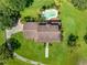 Aerial view of the property highlighting the home's layout, surrounding greenery, and circular driveway at 2471 Jenscot Rd, St Cloud, FL 34771