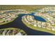 An aerial view of the community showcasing homes nestled around beautiful lakes and green spaces at 2503 Calla Lily Cv, Kissimmee, FL 34758