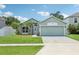 Charming single-story home with a well-manicured lawn and tropical palm trees under a blue sky at 3038 Elbib, St Cloud, FL 34769
