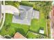 Aerial view of a home, showcasing lush green lawn, pool enclosure, and a spacious driveway at 3261 Sawgrass Creek Cir, St Cloud, FL 34772