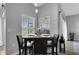 Bright breakfast nook featuring a black table set, two windows, and a pendant light fixture at 3617 Northwoods Dr, Kissimmee, FL 34746