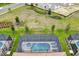Aerial view of a home's screened pool area and backyard at 7622 Oakmoss Loop, Davenport, FL 33837