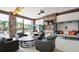 Outdoor living area with a fireplace, tv, lounge furniture, and a view of the pool at 7622 Oakmoss Loop, Davenport, FL 33837