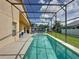 Gorgeous screened-in pool with ample seating, perfect for relaxation and entertaining outdoors at 2649 Hemingway Ave, Haines City, FL 33844