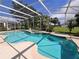 Beautiful screened-in pool with clear blue water, lovely patio and green lawn at 2735 Scarborough Dr, Kissimmee, FL 34744