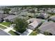 Aerial view of a suburban neighborhood featuring single-Gathering homes with manicured lawns and mature trees at 2924 White Cedar Cir, Kissimmee, FL 34741