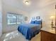 Bedroom with a large window offering exterior views, a queen-sized bed, and light carpet at 2924 White Cedar Cir, Kissimmee, FL 34741