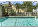 Sparkling pool features a screened enclosure, palm trees, and clear water perfect for hot summer days at 3310 Cat Brier Trl, Harmony, FL 34773