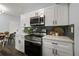 Modern kitchen with sleek white cabinets, stainless steel appliances, and stylish backsplash detail at 410 Kentia Rd, Casselberry, FL 32707
