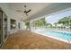 Relax on this covered patio that overlooks the pool for outdoor enjoyment at 415 Smiley Ct, Winter Haven, FL 33884