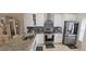 Kitchen featuring stainless steel appliances, granite countertops, and modern white cabinets at 1827 Meadow Pond Way, Orlando, FL 32824