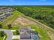 Breathtaking aerial perspective of home showcasing serene backyard backing onto verdant greenbelt at 209 Willow Bend Dr, Davenport, FL 33897