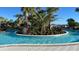 Scenic view of the lazy river surrounded by tropical landscaping, offering a relaxing and picturesque water experience at 2161 Lelani Cir, Davenport, FL 33897