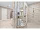 Bathroom featuring luxurious shower, soaking tub and beautiful marble style details at 4224 Clarice Estates Dr, Windermere, FL 34786