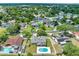 Aerial view of home with fenced backyard and inground pool in residential neighborhood at 4607 Pine Lake Dr, St Cloud, FL 34769