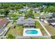 Aerial view of home and fenced backyard with inviting inground pool and large trees at 4607 Pine Lake Dr, St Cloud, FL 34769