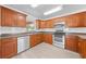 Bright kitchen featuring wood cabinets, stainless steel appliances, and modern countertops at 4607 Pine Lake Dr, St Cloud, FL 34769