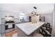 Bright kitchen features stainless steel appliances, a spacious island, and gray cabinets at 12104 Shallot St, Orlando, FL 32837