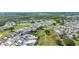 An overhead of the golf course weaves through the community and features mature trees and a nearby lake at 2343 St George Dr, Davenport, FL 33837