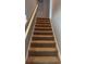A carpeted staircase with neutral walls and a white railing at 2940 Tanzanite Ter, Kissimmee, FL 34758