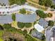 Aerial view highlighting building rooflines, adjacent parking, pool, tennis court, and surrounding landscaping, showcasing the community layout at 3111 Sun Lake Ct # B, Kissimmee, FL 34747