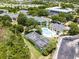 This aerial view shows a community swimming pool, tennis court and other neighborhood amenities at 3111 Sun Lake Ct # B, Kissimmee, FL 34747