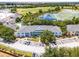 Stunning aerial view of a community with a pool and lush landscaping next to a pond at 3111 Sun Lake Ct # B, Kissimmee, FL 34747
