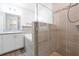 Bathroom showcasing a shower with glass doors, a soaking tub and a sleek design at 4505 Hummingbird Ln, Haines City, FL 33844