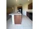 Bright kitchen featuring an island, dark cabinets, and stainless steel appliances at 568 Meadow Bend Dr, Davenport, FL 33837
