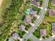 Aerial view displaying neighborhood homes with backyard pools and landscaped yards along curved streets at 771 Cavan Dr, Apopka, FL 32703