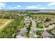 Aerial view showcasing a neighborhood with houses lined along a winding street near open fields at 771 Cavan Dr, Apopka, FL 32703