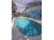 An in-ground pool in a screened enclosure that goes up to the roof at 204 Canary Island Cir, Davenport, FL 33837