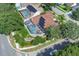 A bird's-eye view highlighting the pool, landscaping, and location within the Falcon Pointe community at 2402 Raven Croft Ct, Orlando, FL 32837