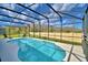 Inviting screened-in pool offers clear blue water and backyard views at 2673 Calistoga Ave, Kissimmee, FL 34741