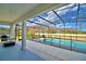 Covered patio with view of pool, patio furniture, and fenced yard at 2673 Calistoga Ave, Kissimmee, FL 34741