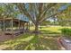 Outdoor pet cage situated under the shade of a mature tree, overlooking green yard at 3181 Canter Ln, Kissimmee, FL 34746