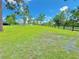 Lush backyard with vibrant green grass, mature trees, and a classic black fence at 4075 Packard Ave, St Cloud, FL 34772