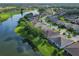 Aerial view of a lakeside community with well-manicured lawns and lush green surroundings at 418 Treviso Dr, Kissimmee, FL 34759