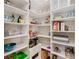 Walk-in pantry with ample white shelving providing lots of room for storage at 418 Treviso Dr, Kissimmee, FL 34759