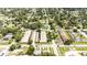 Aerial view showcasing the neighborhood's layout with mature trees, various roof styles, and orderly street design at 904 Michigan Ave, St Cloud, FL 34769
