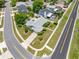 Aerial view of landscaped home featuring a backyard pool, well-manicured lawn, and inviting curb appeal at 2637 Debany Rd, Kissimmee, FL 34744