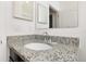 Close-up on granite countertop and faucet in a bright, modern bathroom at 371 Pinecrest Loop, Davenport, FL 33837