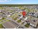 Aerial shot of a home in a community neighborhood, with a pin highlighting the location at 6522 Rover Way, St Cloud, FL 34771