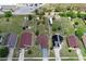 Aerial view of a residential area, showcasing neat lawns and a street with evenly spaced houses at 1197 E Grove Ave, Lake Wales, FL 33853
