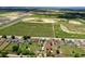 Expansive aerial perspective of homes in a row with generous backyards against a backdrop of sprawling fields at 1197 E Grove Ave, Lake Wales, FL 33853
