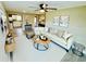 Bright and airy living room with modern furniture, a ceiling fan, and views into the kitchen at 13 E 8Th St, Frostproof, FL 33843