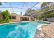 Sparkling screened-in pool area featuring verdant landscaping and view of screened in patio seating area at 2571 Ames Haven Rd, Kissimmee, FL 34744