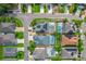 An aerial view looking straight down at the homes in the neighborhood with fenced pools at 2669 Sand Hill Point Cir, Davenport, FL 33837