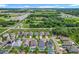 Expansive aerial view of a residential neighborhood, showcasing homes with screened pools and lush green surroundings at 2669 Sand Hill Point Cir, Davenport, FL 33837