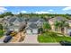 A two-story home with manicured lawns, a stone facade, and a convenient three-car garage at 2669 Sand Hill Point Cir, Davenport, FL 33837